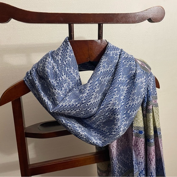 Winter Scarf for Women Blue Pashmina Long Stole Holiday Gift Head Wrap Shawl - Picture 7 of 7